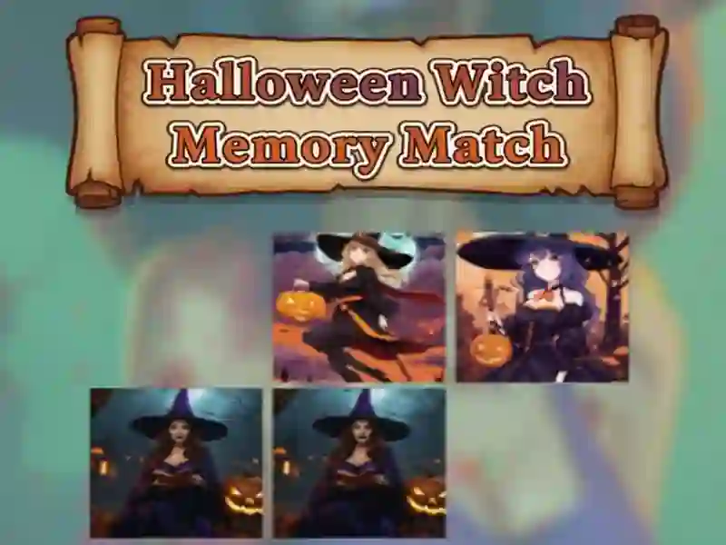 Spil Halloween heks hukommelseskamp online